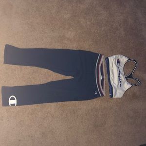 Champion sports bra and tight leggings